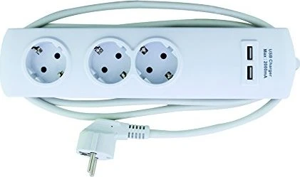 REV Ritter GAO Steckdosenleiste mit 2x USB, 3-fach, 1.4m, weiß