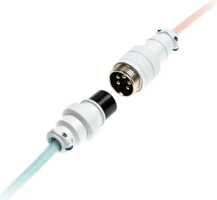 Ducky Premicord Spiralkabel USB-C auf USB-A, Tastaturkabel (Spiral-Textilkabel), 1.8m, Gradient Color Cotton Candy