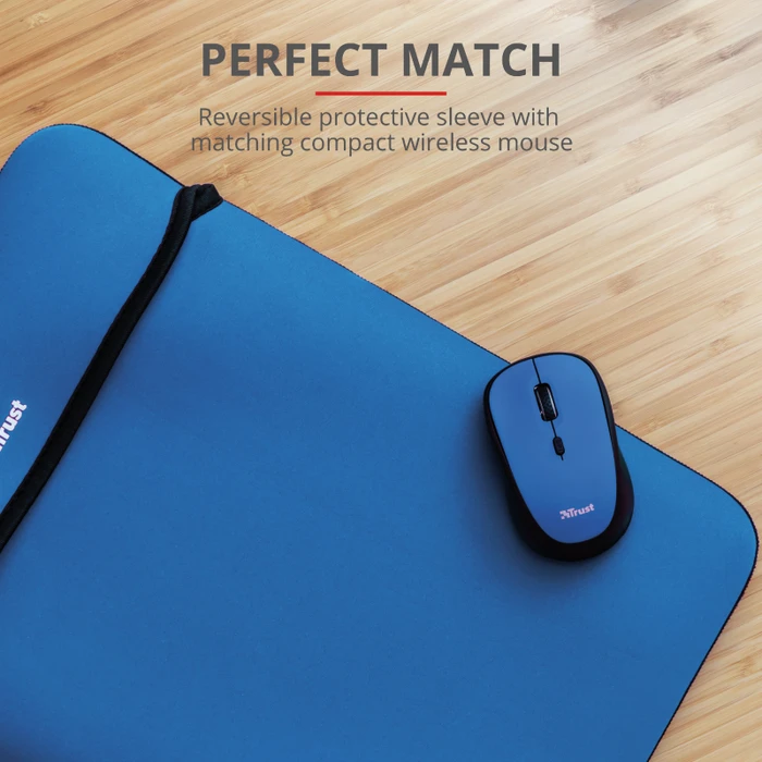 Trust Yvo Wireless Mouse Set mit Wendehülle für 15.6" Laptops, blau, USB