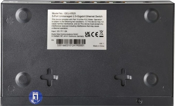 LevelOne GEU Desktop 2.5G Switch, 5x RJ-45