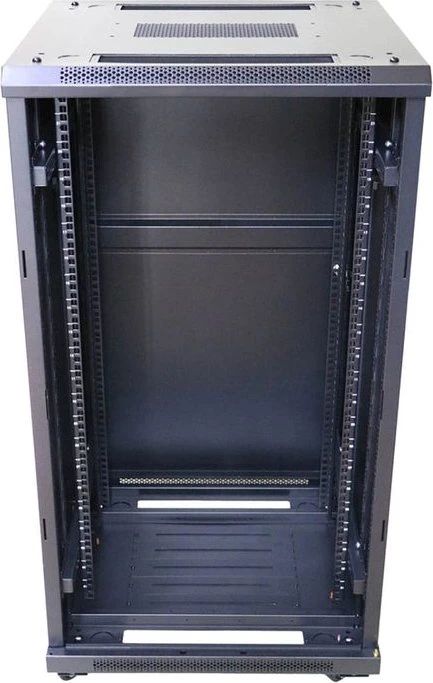 Extralink 19" Rackschrank 22HE, freistehend, Flat Pack, Glastür, IP20, schwarz, 1100mm tief