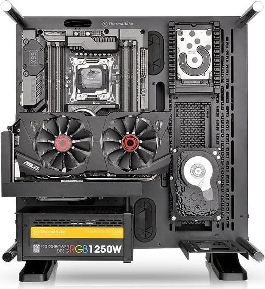 Thermaltake Core P3 Tempered Glass Curved Edition schwarz, Glasfenster