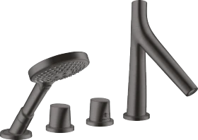 Hansgrohe Axor Starck Organic 4-Loch Wannenrandarmatur mit Thermostat brushed black chrome