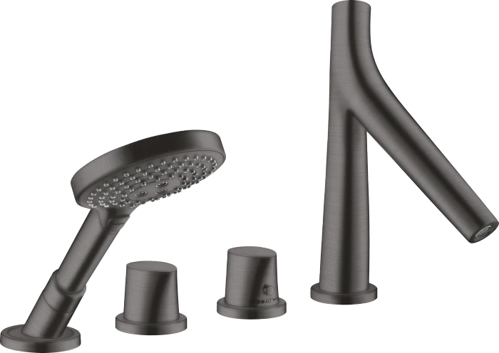 Hansgrohe Axor Starck Organic 4-Loch Wannenrandarmatur mit Thermostat brushed black chrome
