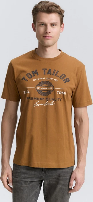 Tom Tailor Logo-Print T-Shirt kurzarm deep cognac (Herren)