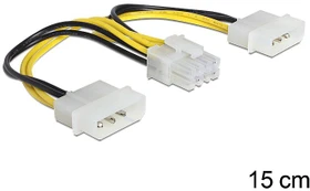 DeLOCK Stromadapter 8-Pin EPS auf 2x 4-Pin, 15cm (83410)