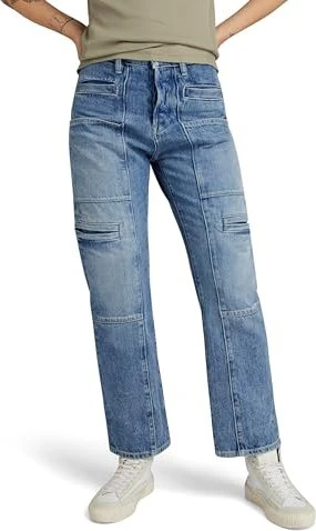 G-Star Viktoria Utility High Straight Jeans faded denali blue destroyed (Damen)