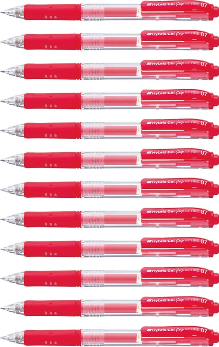 Pentel Hybrid Gel Grip K157 0.7mm/0.35mm Gelroller rot/transparent, 12er-Pack