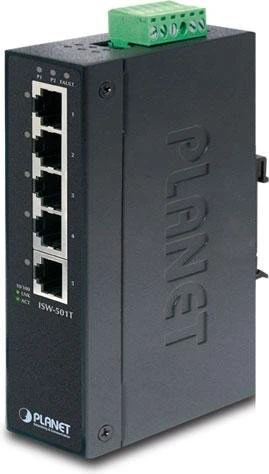 Planet ISW-501T Industrial Railmount Switch, 5x RJ-45