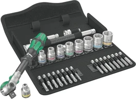 Wera 8100 SB 9 Zyklop Speed Bitset/Steckschlüsselsatz zöllig inkl. Tasche, 29-tlg.