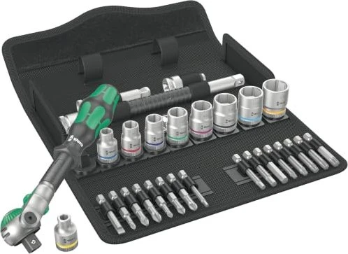 Wera 8100 SB 9 Zyklop Speed Bitset/Steckschlüsselsatz zöllig inkl. Tasche, 29-tlg.