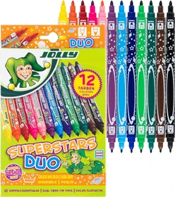 Jolly Superstars Duo Doppelfasermaler sortiert, 12er-Set, Etui