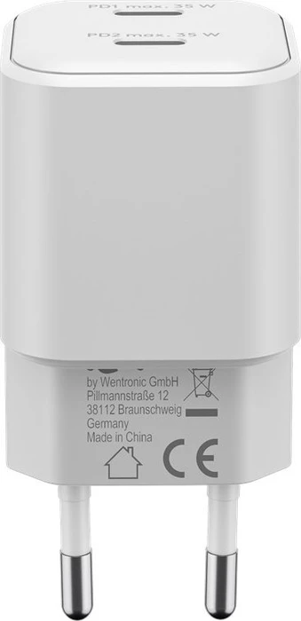 Wentronic Goobay USB-C PD GaN Dual-Schnellladegerät Nano 35W weiß
