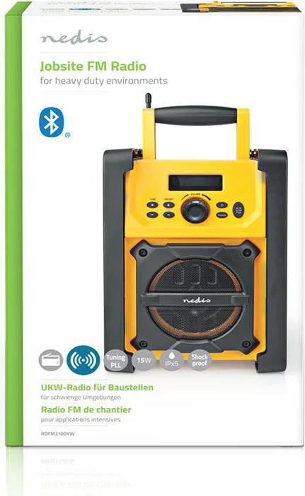 Nedis FM Batterie-/Elektro-Baustellenradio gelb/schwarz