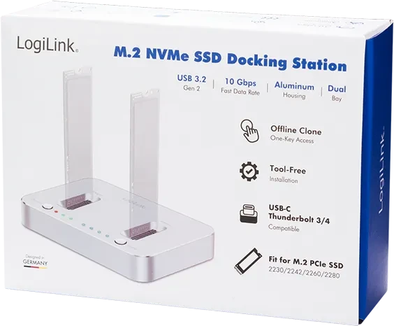 LogiLink M.2 NVMe Dual-Dockingstation mit Klonfunktion, USB-C 3.1 [Buchse]