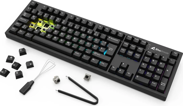 Sharkoon OfficePal KB70W Wireless, schwarz, Sharkoon Linear, USB, DE