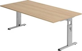 Hammerbacher Ergonomic O-Serie OS2E/E Schreibtisch 200x100cm Eiche/silber