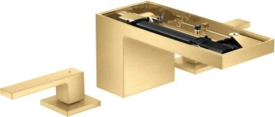 Hansgrohe Axor MyEdition 3-Loch Waschbeckenarmatur 70 mit Push-Open Ablaufgarnitur ohne Platte brushed gold optic