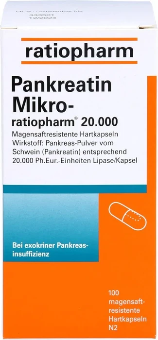 Pankreatin Mikro-ratiopharm 20 000 Kapseln, 100 Stück