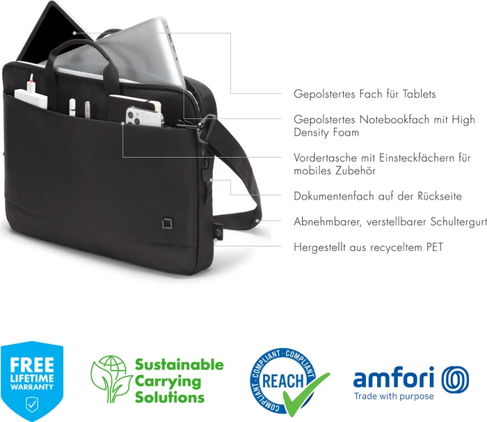 Dicota Slim Eco Motion 14-15.6" Notebooktasche, schwarz