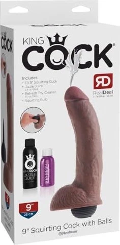 Pipedream King Cock 9" Squirting Cock with Balls brown