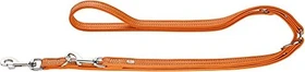 Hunter Cannes Verstellbare Führleine für Hunde, Leder, Nappaleder, weich, edel, elegant, 2.0x200cm, orange