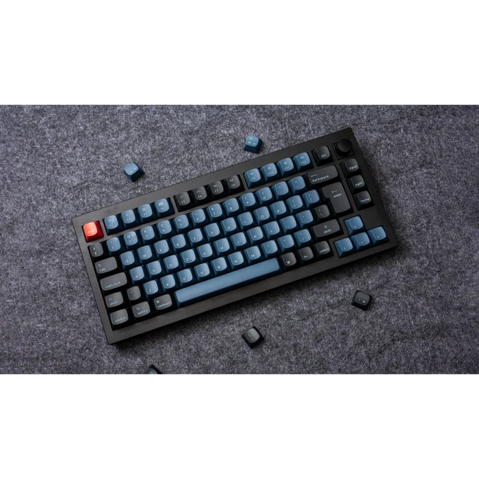 Keychron Q1 Knob, LEDs RGB, hot-swap, schwarz/blaugrau, Gateron G Pro BROWN, USB, DE