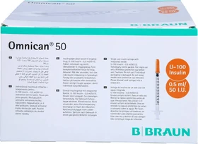 B.Braun Omnican 50 Insulin Einmalkanüle 0.5ml U-1, 100 Stück