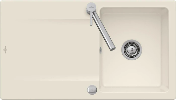 Villeroy & Boch Siluet 50 Einbau Becken reversibel mit Ablauffernbedienung ivory