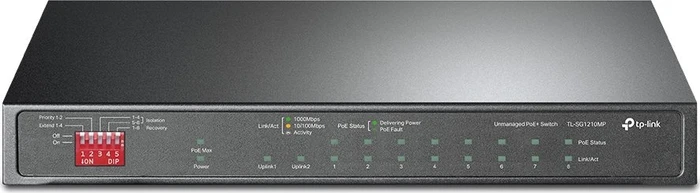 TP-Link TL-SG1210MP Desktop Gigabit Switch, 9x RJ-45, 1x RJ-45/SFP, 123W PoE+