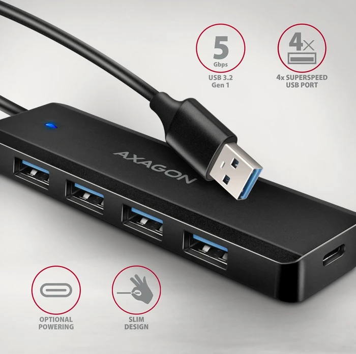 Axagon USB-Hub, 4x USB-A 3.0, USB-A 3.0 [Stecker]
