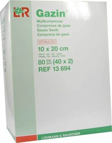 Lohmann & Rauscher Gazin Mullkompresse steril 12-fach, 10 x 20cm, 80 Stück (40x 2 Stück)