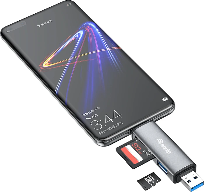 Equip Dual-Slot-Cardreader with 1 Port USB 3.0 Hub, USB 3.0 [Stecker, Multi]