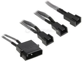 BitFenix Molex auf 3-Pin Adapter, sleeved, 20cm, silber