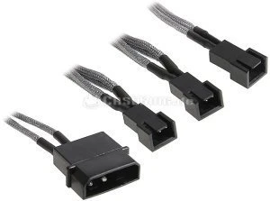 BitFenix Molex auf 3-Pin Adapter, sleeved, 20cm, silber