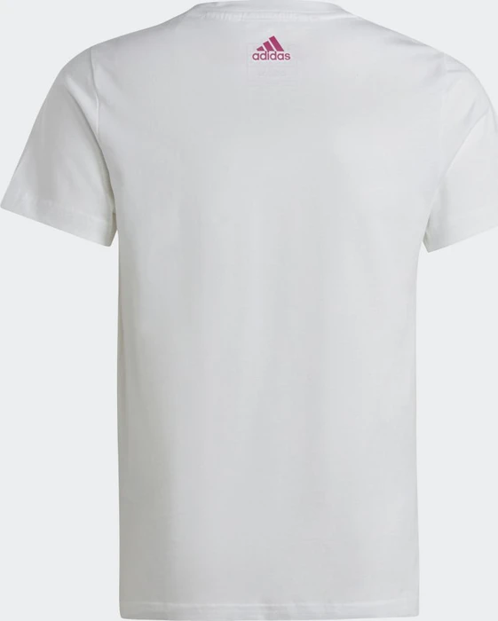 adidas Essentials Linear Logo Cotton Slim Fit T-Shirt kurzarm white/semi lucid fuchsia (Junior)