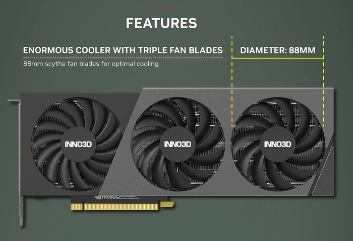 INNO3D GeForce RTX 4070 Ti X3 OC, 12GB GDDR6X, HDMI, 3x DP