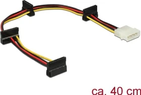 DeLOCK 4-Pin IDE Molex Stecker auf 4x 15-Pin SATA Strom Buchse, Adapterkabel, 40cm (60142)