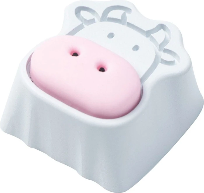 Keychron Cute Cows Alu Alloy Artisan Keycap, Silikon, Aluminium, rosa/weiß, 1 Taste