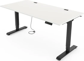 Yaasa Desk Essential elektrisch höhenverstellbarer Sitz-Steh-Schreibtisch 180x80cm weiß/schwarz
