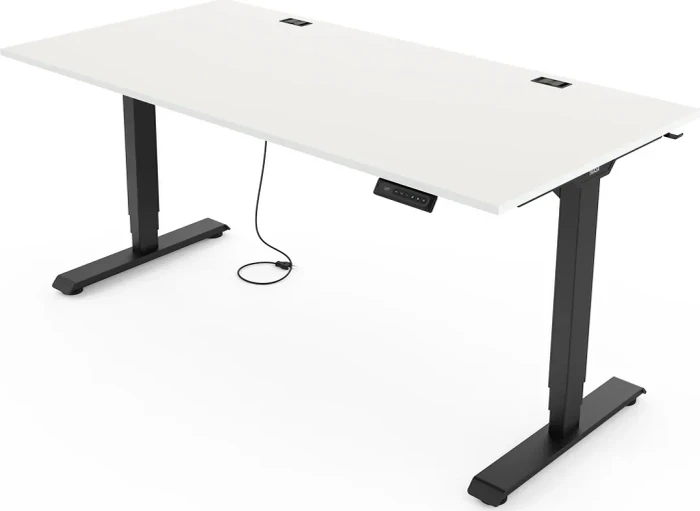 Yaasa Desk Essential elektrisch höhenverstellbarer Sitz-Steh-Schreibtisch 180x80cm weiß/schwarz