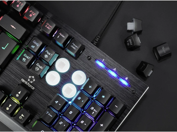 Renkforce RF-GMK-250 Gaming Tastatur, LEDs RGB, schwarz, USB, DE