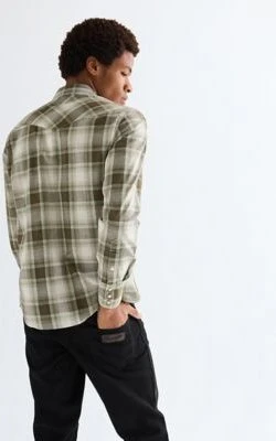 Wrangler Regular Western Hemd langarm green tan (Herren)