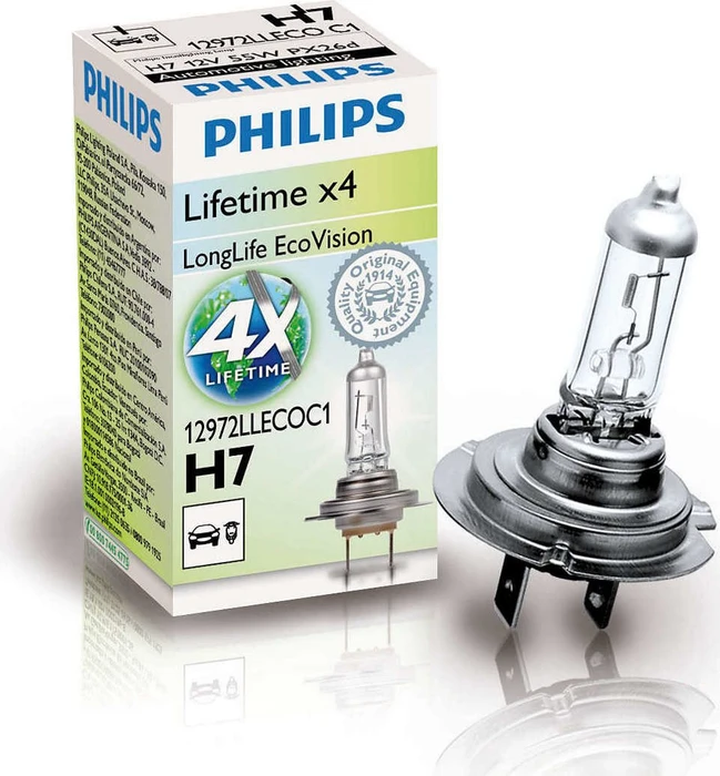 Philips LongLife EcoVision H7 55W, 1er-Pack Faltschachtel