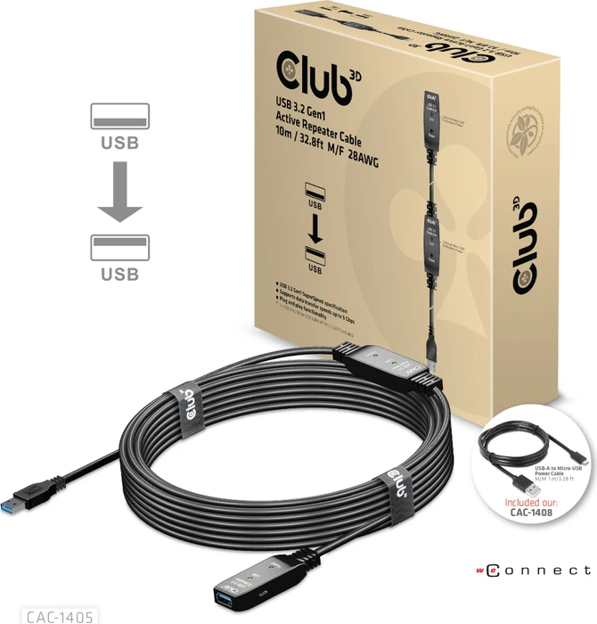Club 3D USB 3.0 aktives Verlängerungskabel A/A, 10m