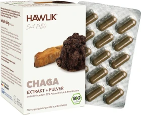 Hawlik Bio Chaga Extrakt + Pulver Kapseln, 120 Stück