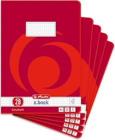 Herlitz x.book Schulheft, A4, Lineatur 28, 32 Blatt, 5er-Pack