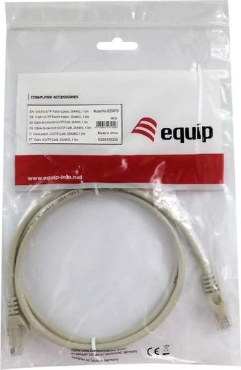 Equip Patchkabel, Cat6a, U/UTP, RJ-45/RJ-45, 0.15m, grau