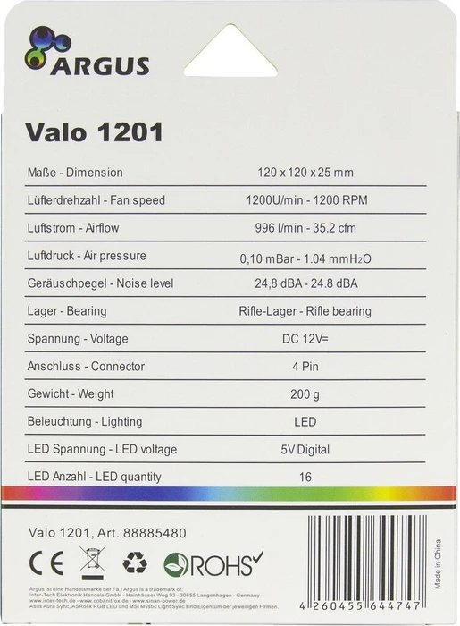 Inter-Tech Argus Valo 1201 RGB, 120mm