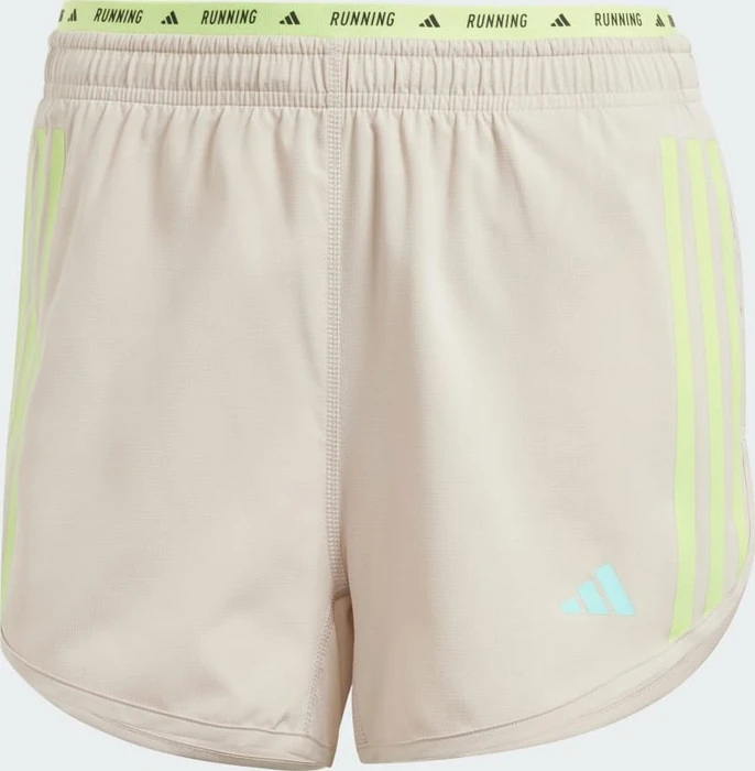 adidas Own The Run 3-Streifen Laufhose kurz wonder beige/pulse lime (Damen)